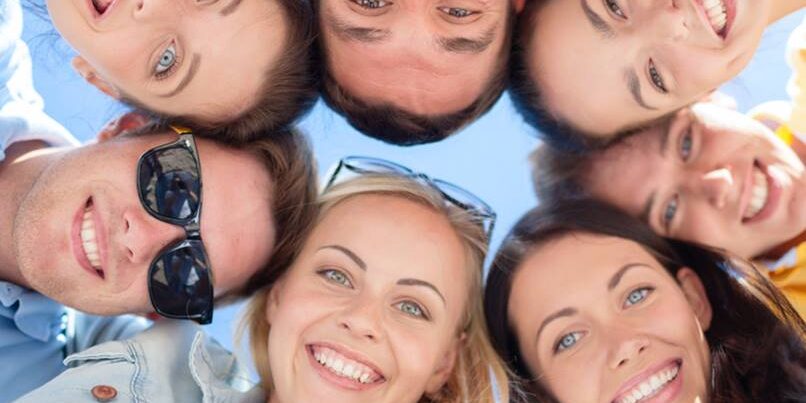 Teeth whitening people smiling in a circle
